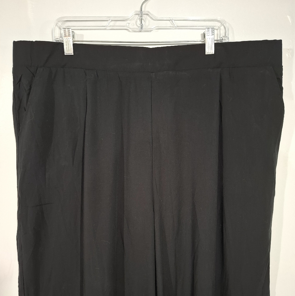 Torrid Pull On Wide Leg Challis Pant Womens Size 3 High Rise Black Elastic Black - Picture 4 of 13